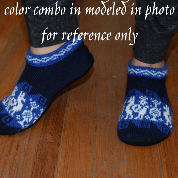 ALPACA Hand Knit Warm Bootie Slipper Socks Cushion Insole Adult Size 5-11 NWT - Picture 6 of 6